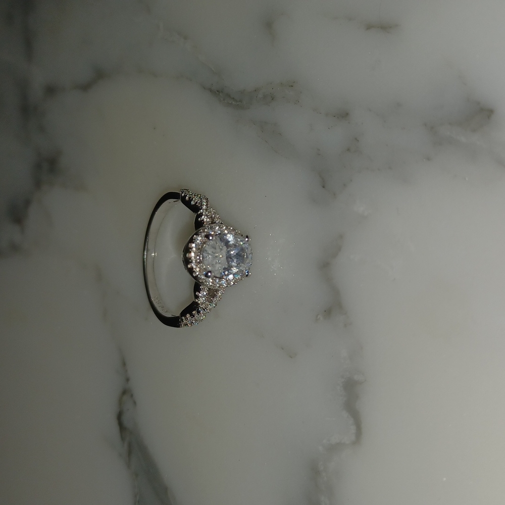 Engagement Ring Sterling Silver Cubic Zirconia Size 7 - Picture 8 of 16